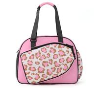 Boulder Bee Pickleball-Taschen | Leopardenmuster Pickleball-Tragetasche für Damen | Hand-/Schulter-Gymnastiktasche mit Wasserflaschenhalter | mit Schläger-/Paddelhalter (rosa Leopard)
