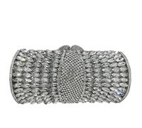 Boutique De FGG Glitzernde Kristall-Clutch-Geldbörse für Damen, Abendtaschen mit Spikes, Hochzeit, Party, Strass, Clutch, Handtasche, Mini, silber, Medium