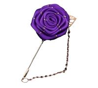 Boutonniere Hochzeit 10 STÜCKE Groomsmen Boutonniere Hochzeit Corsage Bräutigam Brosche Pins Seide Rose Blume Revers Pin Männer Anzug Zubehör(Purple)
