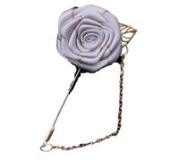 Boutonniere Hochzeit 10 STÜCKE Groomsmen Boutonniere Hochzeit Corsage Bräutigam Brosche Pins Seide Rose Blume Revers Pin Männer Anzug Zubehör(Grey)