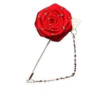 Boutonniere Hochzeit 10 STÜCKE Groomsmen Boutonniere Hochzeit Corsage Bräutigam Brosche Pins Seide Rose Blume Revers Pin Männer Anzug Zubehör(Red)