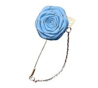 Boutonniere Hochzeit 10 STÜCKE Groomsmen Boutonniere Hochzeit Corsage Bräutigam Brosche Pins Seide Rose Blume Revers Pin Männer Anzug Zubehör(Blue)