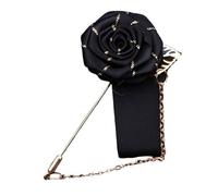 Boutonniere Hochzeit 10 STÜCKE Groomsmen Boutonniere Hochzeit Corsage Bräutigam Brosche Pins Seide Rose Blume Revers Pin Männer Anzug Zubehör(Black)