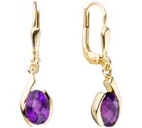 Boutons 333 Gold Gelbgold 2 Amethyste lila violett Ohrringe Ohrhänger