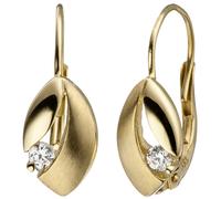 Jobo Damen Boutons 333 Gold Gelbgold teil matt 2 Zirkonia Ohrringe Ohrhänger Goldohrringe