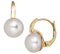 Boutons 585 Gold Gelbgold 2 Süßwasser Perlen Ohrringe Ohrhänger Perlenohrringe