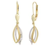 Boutons 585 Gold Gelbgold Weißgold 2 Diamanten Brillanten Ohrhänger