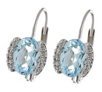 Boutons 585 Gold Weißgold 20 Diamanten 2 Blautopase blau Ohrringe