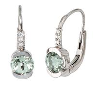 Boutons 585 Gold Weißgold 6 Diamanten 2 Amethyste grün Ohrringe Ohrhänger