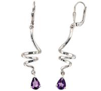 Boutons 925 Sterling Silber 2 Amethyste lila violett Ohrringe Ohrhänger