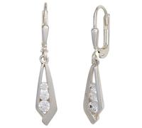 Boutons 925 Sterling Silber mattiert 6 Zirkonia Ohrringe Ohrhänger