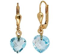Ohrhänger Herz 585 Gold Gelbgold 2 Blautopase hellblau blau Ohrringe Boutons