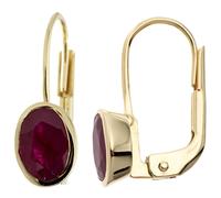 Boutons oval 333 Gold Gelbgold 2 Rubine rot Ohrringe Ohrhänger Goldohrringe