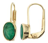 Boutons oval 333 Gold Gelbgold 2 Smaragde grün Ohrringe Ohrhänger Goldohrringe