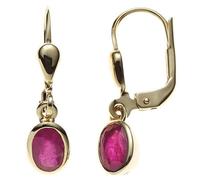 Boutons oval 585 Gold Gelbgold 2 Rubine rot Ohrringe Ohrhänger