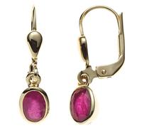 Boutons oval 585 Gold Gelbgold 2 Rubine rot Ohrringe Ohrhänger Goldohrringe