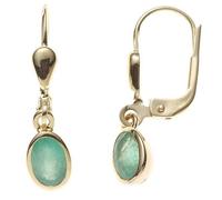 Boutons oval 585 Gold Gelbgold 2 Smaragde grün Ohrringe Ohrhänger