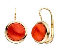 Boutons rund 333 Gold Gelbgold 2 Korallen rot Ohrringe Ohrhänger Goldohrringe