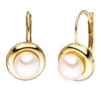 Boutons rund 333 Gold Gelbgold 2 Süßwasser Perlen Ohrringe Ohrhänger