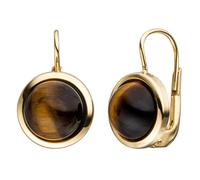 Boutons rund 333 Gold Gelbgold 2 Tigeraugen braun Ohrringe Ohrhänger