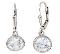 Boutons rund 925 Sterling Silber rhodiniert 2 Zirkonia Ohrringe Ohrhänger