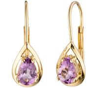 Boutons Tropfen 333 Gold Gelbgold 2 Amethyste lila violett Ohrringe Ohrhänger