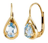 Boutons Tropfen 333 Gold Gelbgold 2 Blautopase hellblau blau Ohrringe Ohrhänger