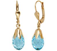 Boutons Tropfen 333 Gold Gelbgold 2 Blautopase hellblau blau Ohrringe Ohrhänger