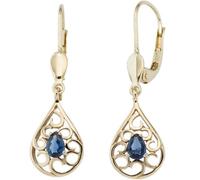 Boutons Tropfen 585 Gold Gelbgold 2 Safire blau Ohrringe Ohrhänger
