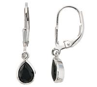 Boutons Tropfen 925 Sterling Silber 2 Zirkonia schwarz Ohrringe Ohrhänger