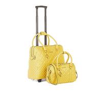 Bowatex Luxus Damen Schulter Gurt Laptop Akten Rollen Trolley + Handtasche Gelb