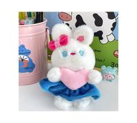 (BowHeart Bunny) Charmanter Tier-Plüsch-Schlüsselanhänger. Niedlicher Herz-Hase und Sternbär, kurzer