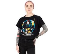 BOWIE David Cropped T-Shirt Damen Frauen Band Graphic Music Black Top XL