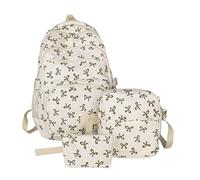 Bowknot Rucksack Set - Nylon Groß Medium Klein 46x33x16cm | Stilvolle Damen Büchertasche mit Reisen, Schule, Alltag, Make-up Organizer | Fun Casual Teen Lehrer Festival Ausflug, blank, verwijzen naar