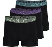 Boxer APOLLO "MEN BOXERSHORTS", Herren, Gr. L, schwarz (multi schwarz), Single Jersey, Obermaterial: 95% Baumwolle, 5% Elasthan, unifarben mit Farbeinsatz, eng, Unterhosen, mit hohem Baumwollanteil, e