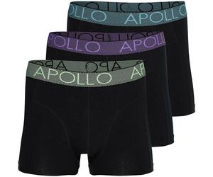 Boxer APOLLO "MEN BOXERSHORTS", Herren, Gr. L, schwarz (multi schwarz), Single Jersey, Obermaterial: 95% Baumwolle, 5% Elasthan, unifarben mit Farbeinsatz, eng, Unterhosen, mit hohem Baumwollanteil, e