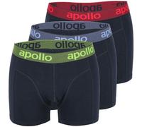 Boxer APOLLO "MEN BOXERSHORTS", Herren, Gr. M, blau (multi navy), Single Jersey, Obermaterial: 95% Baumwolle, 5% Elasthan, unifarben mit Farbeinsatz, eng, Unterhosen, mit hohem Baumwollanteil, elastis