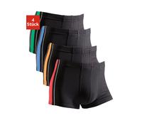 Boxer AUTHENTIC LE JOGGER "Boxershorts für Herren", Herren, Gr. 6, 4 Stk., schwarz, Jersey, Obermaterial: 95% Baumwolle, 5% Elasthan, unifarben, körpernah, Unterhosen, mit kontrastfarbigen Streifen se