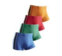 Boxer AUTHENTIC LE JOGGER "Boxershorts für Herren", Herren, Gr. 7, 4 Stk., bunt (rot, orange, grün, blau), Jersey, Obermaterial: 95% Baumwolle, 5% Elasthan, unifarben, körpernah, Unterhosen, mit kontr