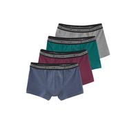 Boxer AUTHENTIC LE JOGGER "Boxershorts für Jungen", Jungen, Gr. 182, 4 Stk., bunt (blau, petrol, grau, bordeaux), Jersey, Obermaterial: 95% Baumwolle, 5% Elasthan, unifarben, körpernah, Unterhosen, un