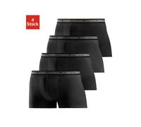 Boxer AUTHENTIC UNDERWEAR "Boxershorts für Herren", Herren, Gr. 4 (S), 4 Stk., schwarz, Jersey, Obermaterial: 95% Baumwolle, 5% Elasthan, unifarben, Unterhosen Boxer, schwarzer Webbund mit Logoschrift