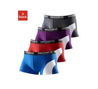 AUTHENTIC UNDERWEAR Boxer, mit kontrastfarbenen Einsatz 6 (L), 4 St. blau Herren Strings Unterhosen Herrenwäsche Boxer 6 (L), 4 St. blau, rot, lila, grau