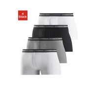 Boxer AUTHENTIC UNDERWEAR "Boxershorts für Herren", Herren, Gr. 6L, 4 Stk., grau (grau, meliert, grau, schwarz, weiß), Jersey, Obermaterial: 95% Baumwolle, 5% Elasthan, unifarben, Unterhosen, schwarze