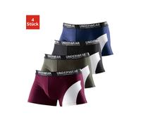 Boxer AUTHENTIC UNDERWEAR "Boxershorts für Herren", Herren, Gr. 7 (XL), 4 Stk., bunt (marine, schwarz, olivgrün, bordeaux), Jersey, Obermaterial: 95% Baumwolle, 5% Elasthan, unifarben, Unterhosen, mit