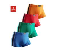 Boxer AUTHENTIC UNDERWEAR "Boxershorts für Herren", Herren, Gr. 9, bunt (rot, orange, grün, blau), Jersey, Obermaterial: 95% Baumwolle, 5% Elasthan, unifarben, Unterhosen, mit kontrastfarbigen Streife