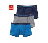 Boxer AUTHENTIC UNDERWEAR "Boxershorts für Jungen", Jungen, Gr. 146/152, 3 Stk., blau (grau, meliert, blau, marine), Jersey, Obermaterial: 95% Baumwolle, 5% Elasthan, unifarben, körpernah, Unterhosen,