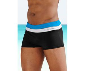 Boxer-Badehose BRUNO BANANI, Herren, Gr. 7, N-Gr, bunt (schwarz, türkis), Polyamid, Colorblocking, kontrastfarbene Details, Badehosen, mit Kontraststreifen (859347-7) schwarz, türkis