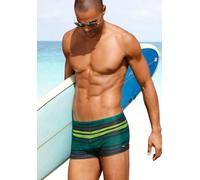 Boxer-Badehose CHIEMSEE, Herren, Gr. 4, N-Gr, grau (grau, grün), Polyamid, gestreift, quergestreift, Badehosen, im Streifendesign, Topseller (722232-4) grau, grün