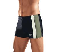 Boxer-Badehose H.I.S, Herren, Gr. 8, N-Gr, schwarz (schwarz, oliv), Polyamid, Badehosen, mit Kontrasteinsätzen (772872-8) schwarz, oliv