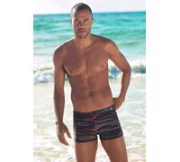 Boxer-Badehose KANGAROOS, Herren, Gr. 5, N-Gr, schwarz (schwarz, grau), Polyamid, gestreift, Badehosen, mit Streifendesign (277865-5) schwarz, grau